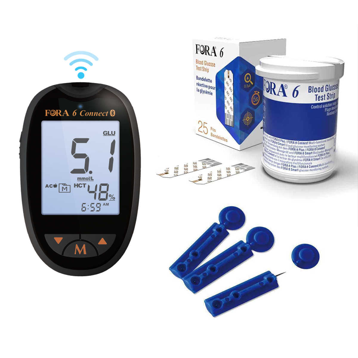 FORA 6 CONNECT - Blood Glucose Monitoring Starter Pack